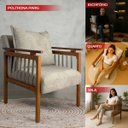 Ver imagem 3 de Kit 4 Poltrona Sala Decorativa Ayla Estofada Boucle Cinza Base Madeira Castanho - Arkell