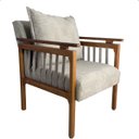 Ver imagem 2 de Kit 4 Poltrona Sala Decorativa Ayla Estofada Boucle Cinza Base Madeira Castanho - Arkell