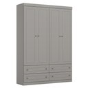 Ver imagem 2 de Jogo de Quarto com Roupeiro 4 Portas e Cômoda Americano Cinza - Móveis Henn