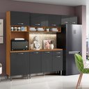 Ver imagem 1 de Cozinha Compacta Aurora com Balcão 120cm com Tampo Cinamomo Grafite Aramóveis