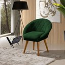 Ver imagem 1 de Poltrona Sala Decorativa Louis Veludo Verde Pés Palito Castanho