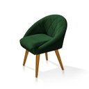Ver imagem 2 de Poltrona Sala Decorativa Louis Veludo Verde Pés Palito Castanho