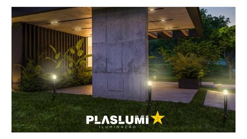 Poste Balizador Luminária Casa Sítio Jardim 35cm Preto Kit 5 - 5