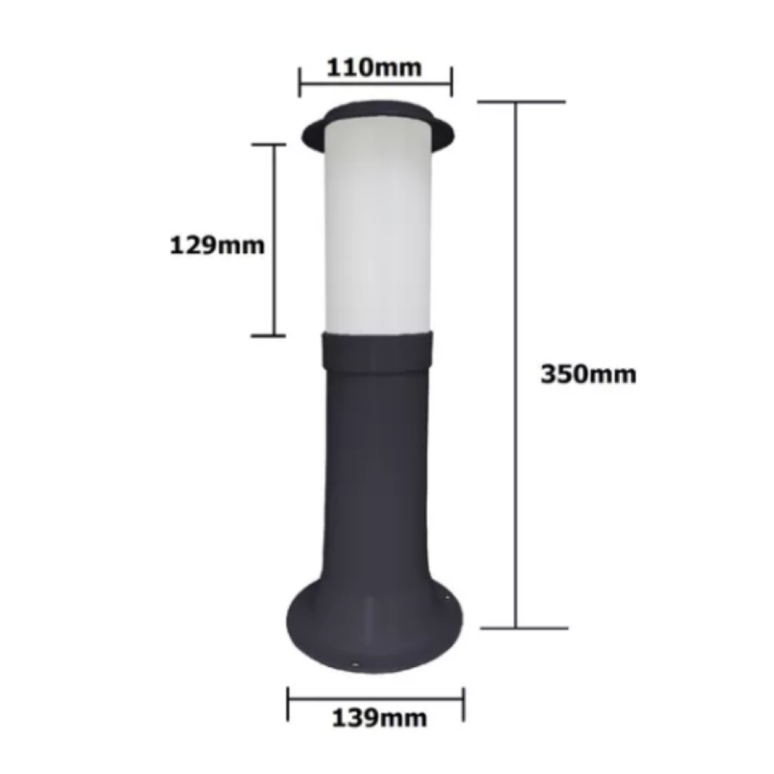 Poste Balizador Luminária Casa Sítio Jardim 35cm Preto Kit 5 - 2