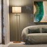 Luminária Indústrial de Chão Salone Champanhe com Cúpula Palha Unidecor - 1