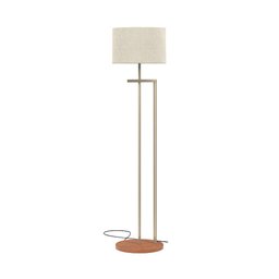Luminária Indústrial de Chão Salone Champanhe com Cúpula Palha Unidecor - 3