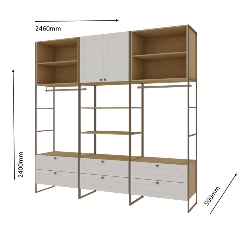 Closet Casal 2 Portas 6 Gavetas Mdf Savana Branco Fosco - 3