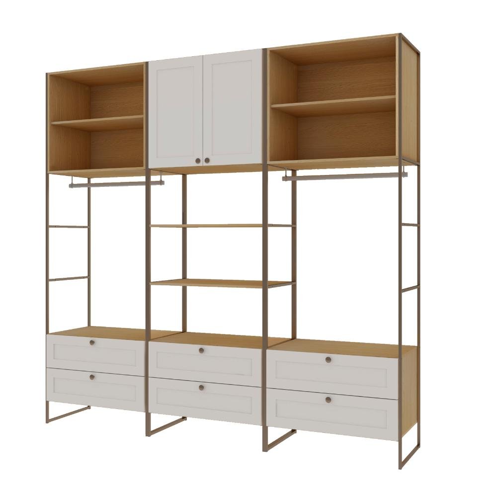 Closet Casal 2 Portas 6 Gavetas Mdf Savana Branco Fosco - 4