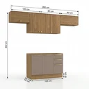 Ver imagem 3 de Cozinha Compacta Modulada 4 Peças com Balcão para Pia sem Tampo 260 x 222cm Botanic Nogueira/Fendi Cinza