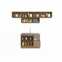 Ver imagem 4 de Cozinha Compacta Modulada 4 Peças com Balcão para Pia sem Tampo 260 x 222cm Botanic Nogueira/Fendi Cinza