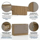 Ver imagem 5 de Cozinha Compacta Modulada 4 Peças com Balcão para Pia sem Tampo 260 x 222cm Botanic Nogueira/Fendi Cinza