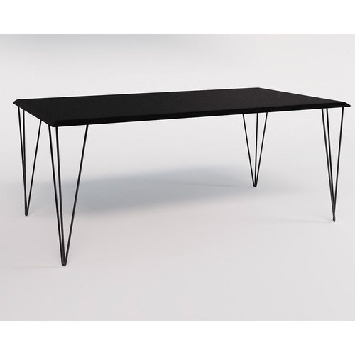 Conjunto De Mesa Eames Clips De Ferro Preto Tampo Preto 135x75 6 Cadeiras Ferro Preta Assento Preto - 3