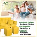 Ver imagem 7 de Kit Poltrona Decorativa Namoradeira 2 Puffs Quadrado e 2 Almofadas Suede - Lm Decor Amarelo