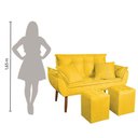 Ver mais imagens de Kit Poltrona Decorativa Namoradeira 2 Puffs Quadrado e 2 Almofadas Suede - Lm Decor Amarelo
