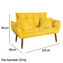 Ver imagem 3 de Kit Poltrona Decorativa Namoradeira 2 Puffs Quadrado e 2 Almofadas Suede - Lm Decor Amarelo