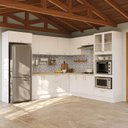 Ver imagem 1 de Cozinha Planejada 12 Peças com Tampo e Cristaleira e Kit Lat Marselha CabeCasa MadeiraOriginals Branco