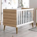 Ver imagem 2 de Berço Mini Cama Theo Retrô Branco Fosco/Mezzo com Pés Amadeirado e Colchão D18 - Reller Móveis