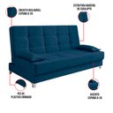 Ver imagem 4 de Sofá Cama Equador 193 cm Encosto Reclinável Veludo Azul Marinho Pés Plástico Cromado - D’Rossis