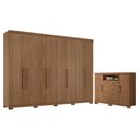 Ver imagem 1 de Guarda Roupa Casal 8 Portas 4 Gavetas Master New com Pés e Cômoda Havana Master com Pés Jatobá