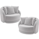 Ver imagem 1 de Kit 02 Poltronas Decorativas para Sala de Estar Base Giratória Witta M03 Veludo Cinza - Lyam Decor