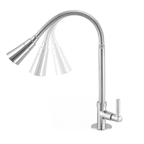 Torneira Gourmet Flexível Cozinha Bancada Duplo Jato Cromada