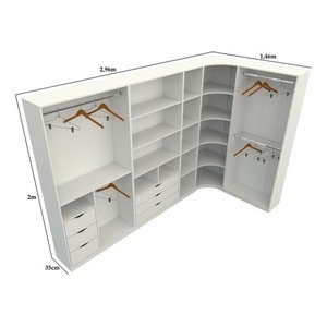 Kit Closet Loja Modulado Armário Colmeia Canto M60 100% Mdf - Branco