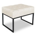Ver imagem 1 de Puff Lisa Linho Bege Base Metálica Industrial Preto - Pallazio