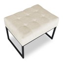 Ver imagem 4 de Puff Lisa Linho Bege Base Metálica Industrial Preto - Pallazio