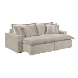 Sofá 5 Lugares Retrátil Encosto Fixo M-145 Veludo Martins Creme - 1