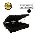 Ver imagem 1 de Base Box Baú Casal Luxo Blindado Bipartido AColchoes Suede Preto 41x138x188