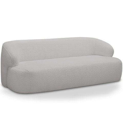 Sofá 3 Lugares Curvo Orgânico para Sala Living 180cm Barolo L06 Bouclê Cinza - lyam decor Lyam Decor