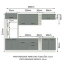 Ver imagem 4 de Armário de Cozinha Completa 290cm Branco/Cinza Agata Madesa 02