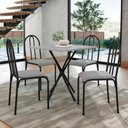 Ver imagem 2 de Kit Mesa Diamante 544 Sala de Jantar 4 Cadeiras Pés Tubular Cinza/preto