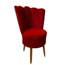 Ver imagem 1 de Cadeira Poltrona Decorativa Pétala Veludo Luxo Premium Pés Retrô Palito Sala e Quarto Vermelho