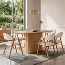 Ver imagem 1 de Mesa Retangular Verbena 160cm Ypê N01 com 6 Cadeiras Nadja Linho Cru - Lyam Decor