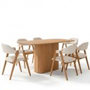 Ver imagem 2 de Mesa Retangular Verbena 160cm Ypê N01 com 6 Cadeiras Nadja Linho Cru - Lyam Decor