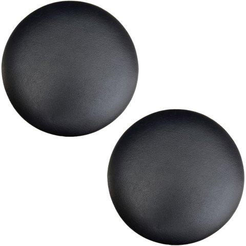 Kit 02 Assentos Redondo Banqueta Cadeira Estofados Poltronas H02 Corino Preto 30 cm - Lyam Decor Ass