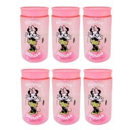 Kit 6 Potes Organizador Multiuso Rosa 350ml Minnie Mouse Disney 12cm - Tiba - 1