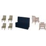 Kit Casa Completa Cabeceira De Cama Box Azul Casal 140 Cm + Calçadeira Baú Kit 4 Cadeiras De - 1