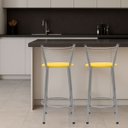 Ver imagem 6 de Kit 2 Banquetas para Balcão Flórida Prata 60cm Cozinha Gourmet Bistrô Bancada Piscina Área de Lazer
