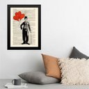 Ver imagem 1 de Quadro Charlie Chaplin Balões Corações 45x34cm - com Vidro:madeira Branca