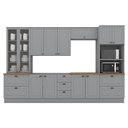 Ver imagem 6 de Cozinha Completa Americana 6 Peças com Cristaleira e Torre Quente 2 Fornos 12 Portas 7 Gavetas MDF