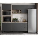 Ver imagem 1 de Jogo de Cozinha Modulada Firenze 260m C/ Nicho P/ Forno e Microondas - Avena Touch/ Grafito Demóbile