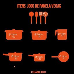 Conjunto de Panelas Vegas 10 Peças Revestimento Cerâmica Antiaderente - Casambiente - 9