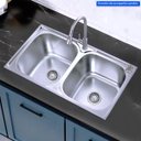 Ver imagem 6 de Cuba Gourmet Dupla Retangular com Acessórios em Inox Escovado 78x43x20cm