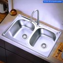 Ver imagem 4 de Cuba Gourmet Dupla Retangular com Acessórios em Inox Escovado 78x43x20cm