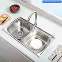 Ver mais imagens de Cuba Gourmet Dupla Retangular com Acessórios em Inox Escovado 78x43x20cm