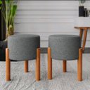 Ver imagem 3 de Kit Puffs Banqueta Redondo Pés em Madeira Maciça Cinza