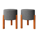 Ver imagem 1 de Kit Puffs Banqueta Redondo Pés em Madeira Maciça Cinza