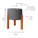 Ver imagem 6 de Kit Puffs Banqueta Redondo Pés em Madeira Maciça Cinza